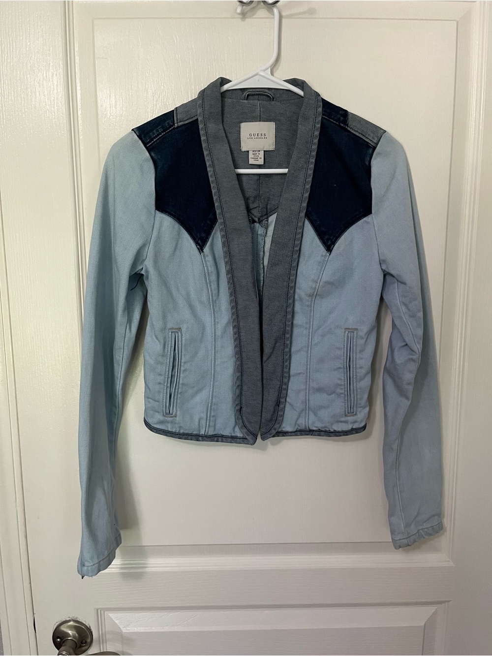 Guess Two-Tone Light & Dark Blue Denim Blazer Jacket - Women's